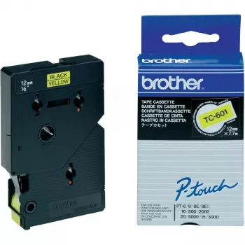 Merkintänauha Brother TC601 12mm musta keltaisella