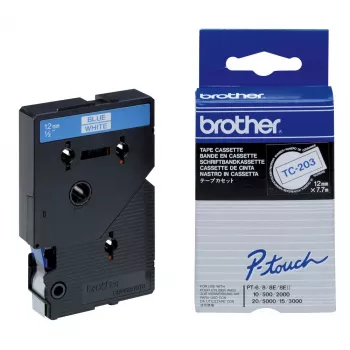 Merkintänauha 12 mm Brother TC203 sininen valkoisella