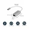 StarTech.com USB-C - Gigabit-verkkosovitin – hopea, johdollinen, USB, Ethernet, 5000 Mbit/s, hopea
