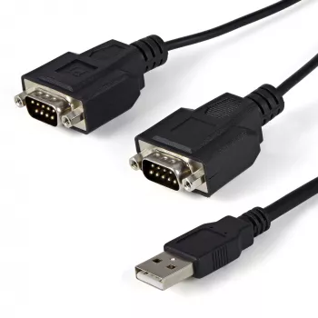 StarTech.com ICUSB2322F 2-porttinen FTDI USB–RS232-sarjaliitäntäadapterikaapeli, USB 2.0, 2,1 m, musta