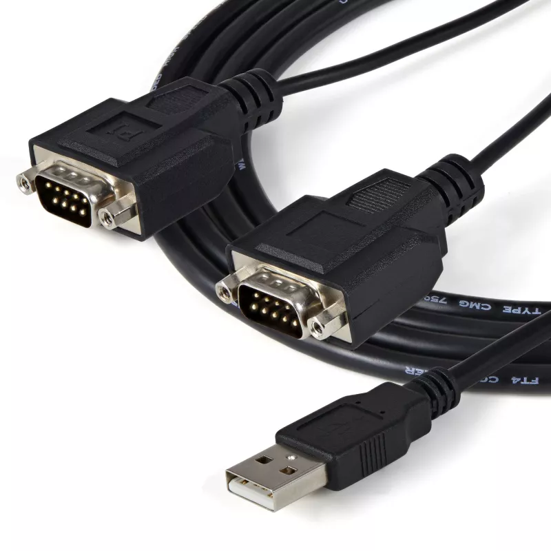 StarTech.com ICUSB2322F 2-porttinen FTDI USB–RS232-sarjaliitäntäadapterikaapeli, USB 2.0, 2,1 m, musta