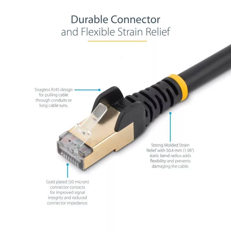 StarTech.com 10m CAT6a Ethernet-kaapeli – 10 Gigabit suojattu, snagless, RJ45, 100W PoE patchkaapeli – 10GbE STP verkkokaapeli vedonpoistolla – musta, yksittäin testattu/johdotus UL-sertifioitu/TIA