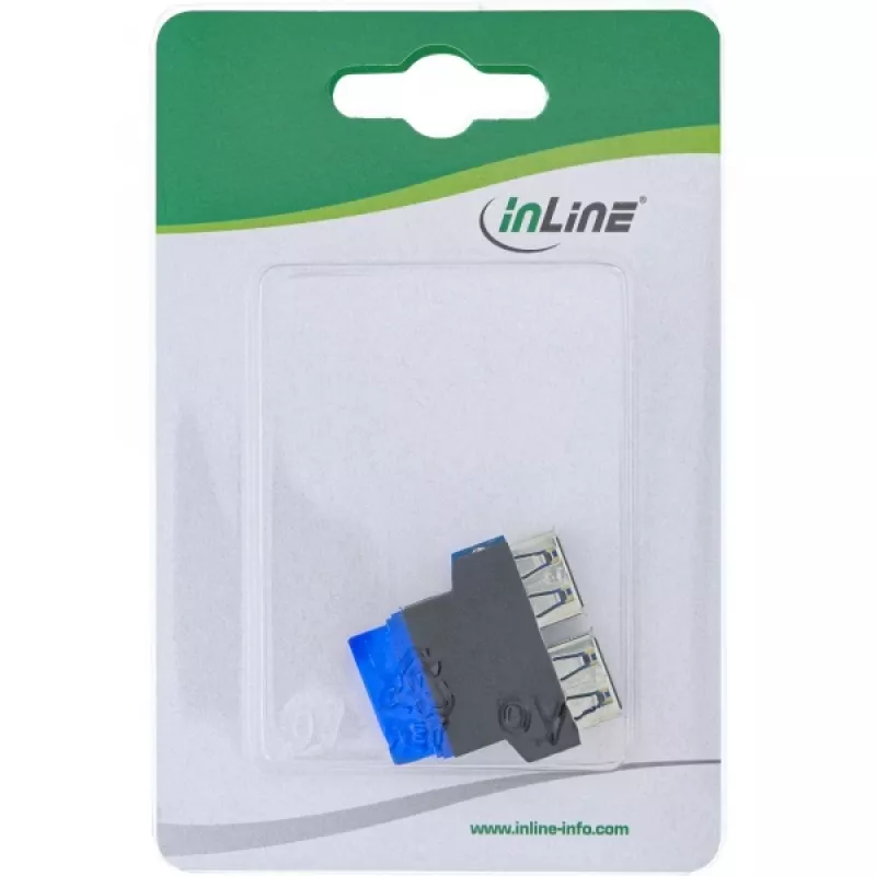 InLine USB 3.0 sovitin sisäinen 2x USB A -liitäntä emolevyn headeriin