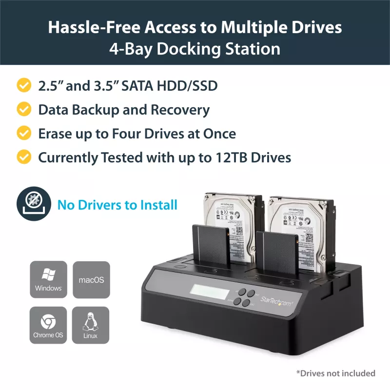 StarTech.com 4 Bay USB 3.0 eSATA - SATA Standalone 1:3 HDD kiintolevy-duplikaattori-telakka