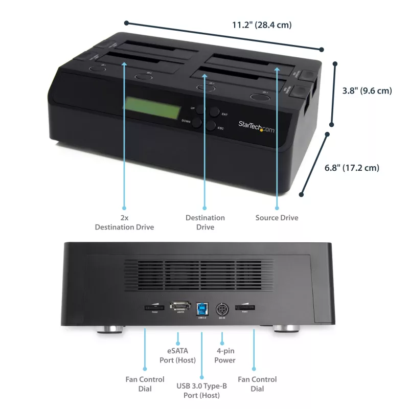 StarTech.com 4 Bay USB 3.0 eSATA - SATA Standalone 1:3 HDD kiintolevy-duplikaattori-telakka