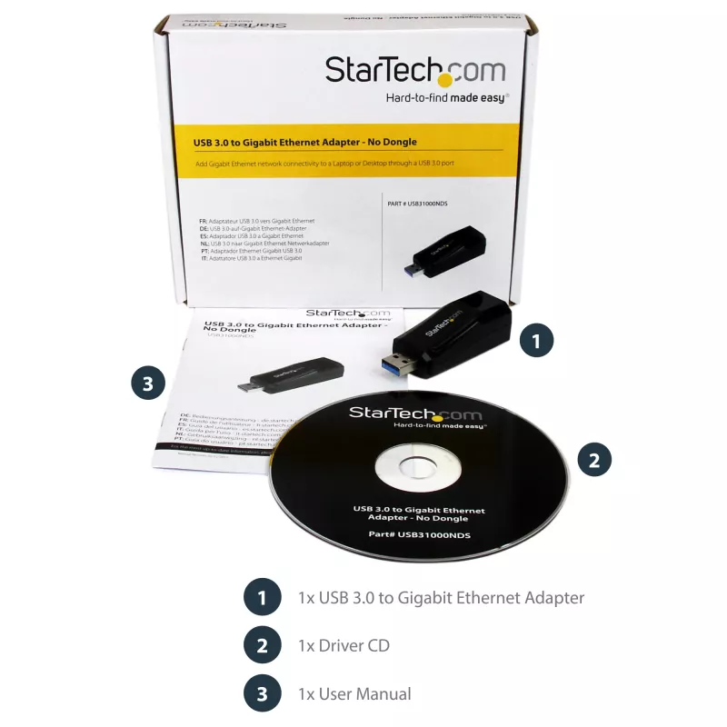 StarTech.com USB 3.0 Gigabit Ethernet NIC -verkkosovitin – 10/100/1000 Mbit/s