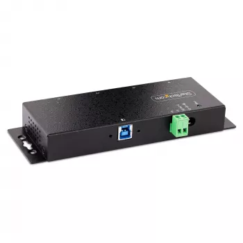 StarTech.com 4-porttinen teollinen USB 3.0 5Gbps -keskitin, tukeva USB-keskitin ESD-suojauksella, DIN-/seinä-/pöytäasennus USB-A-keskitin, USB-laajennus lukittavilla liittimillä, Heavy Duty – TAA