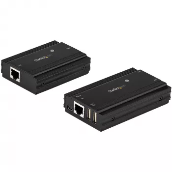StarTech.com 4-porttinen USB 2.0 -jatkokeskitin yhden CAT5e/CAT6 Ethernet-kaapelin (RJ45) kautta – 100m – USB-jatkokeskitinadapterisarja – metallikotelo – ulkoisella virtalähteellä – 480 Mbit/s