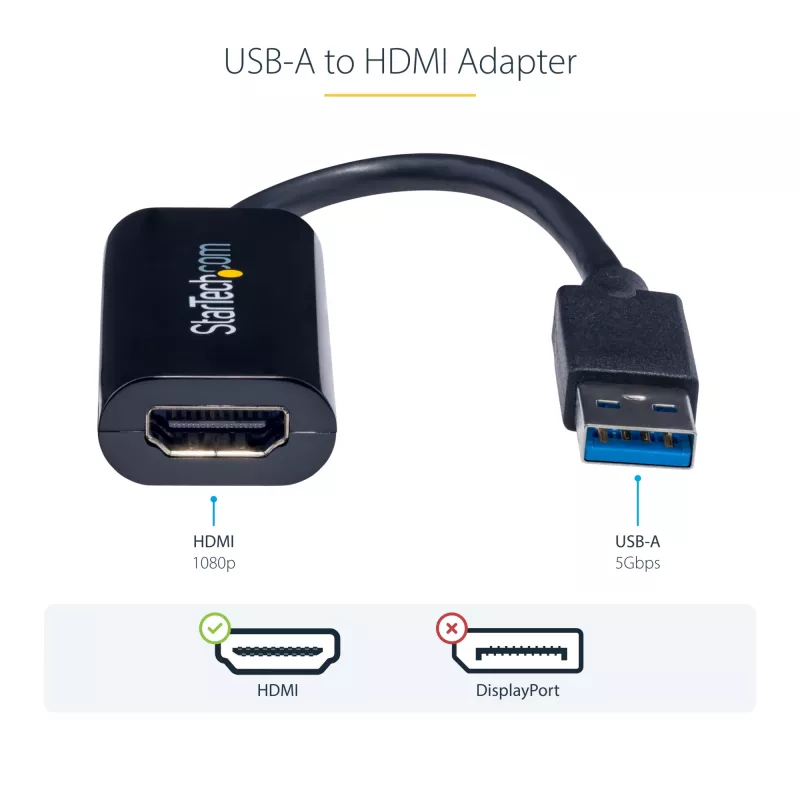StarTech.com USB 3.0 HDMI-adapteri, USB HDMI-näyttömuunnin Windowsille, 1080P (ei tue macOS/ChromeOS/Linux) – TAA