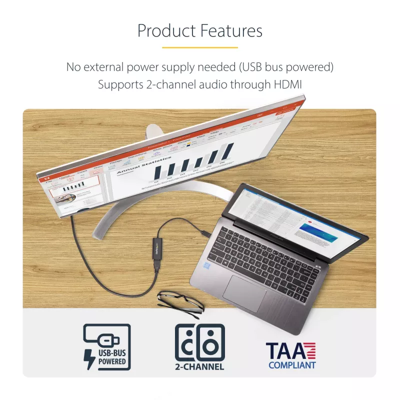 StarTech.com USB 3.0 HDMI-adapteri, USB HDMI-näyttömuunnin Windowsille, 1080P (ei tue macOS/ChromeOS/Linux) – TAA
