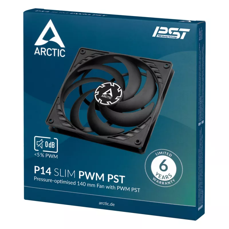ARCTIC P14 ohut PWM PST paineoptimoitu 140 mm:n PWM-tuuletin integroidulla Y-kaapelilla