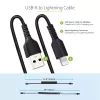 StarTech.com 50 cm (20 in) USB-Lightning-kaapeli, MFi-sertifioitu, kierretty iPhone-latauskaapeli, musta, kestävä TPE-päällyste aramidikuidulla, tukeva kierretty Lightning-kaapeli
