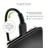 StarTech.com 50 cm (20 in) USB-Lightning-kaapeli, MFi-sertifioitu, kierretty iPhone-latauskaapeli, musta, kestävä TPE-päällyste aramidikuidulla, tukeva kierretty Lightning-kaapeli