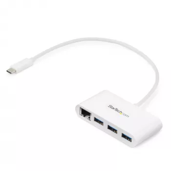 StarTech.com 3-porttinen USB-C-keskitin Gigabit Ethernetillä – USB-C 3x USB-A – USB 3.0 -keskitin – valkoinen