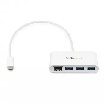 StarTech.com 3-porttinen USB-C-keskitin Gigabit Ethernetillä – USB-C 3x USB-A – USB 3.0 -keskitin – valkoinen