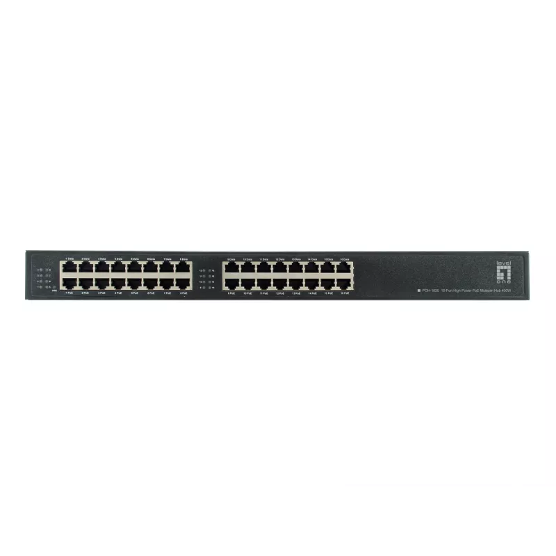LevelOne POH-1620 16-porttinen High-Power-PoE-Midspan-keskitin, 400 W