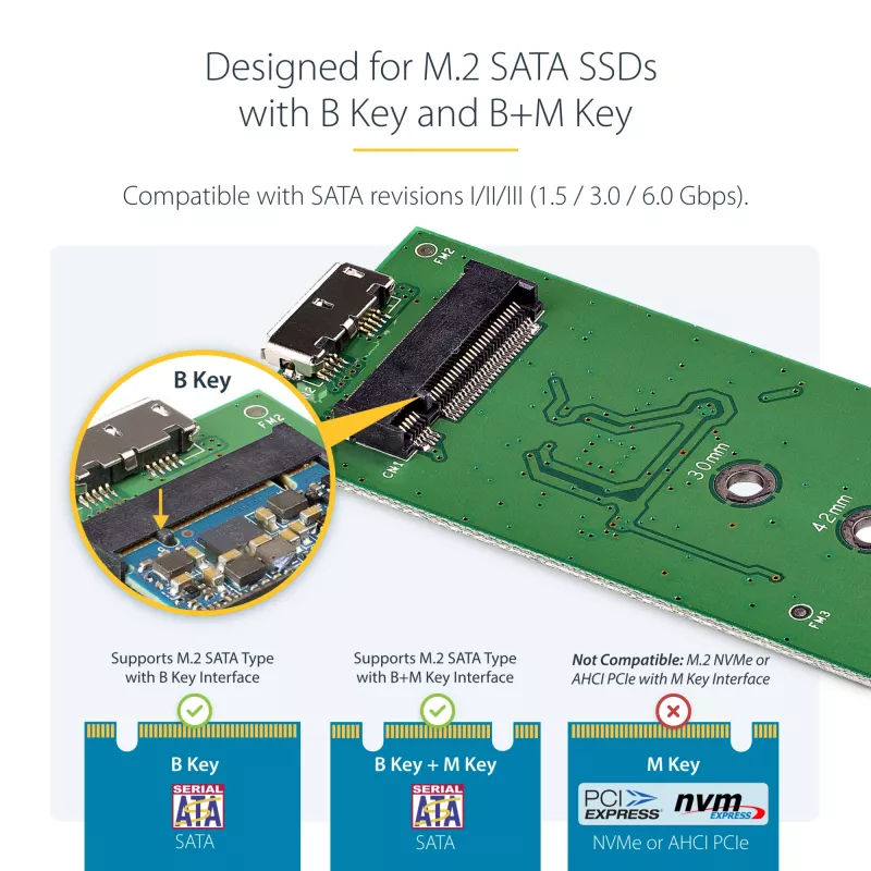 StarTech.com M.2 SSD-kotelo M.2 SATA SSD-asemille – USB 3.0 (5 Gbit/s) UASP-tuella