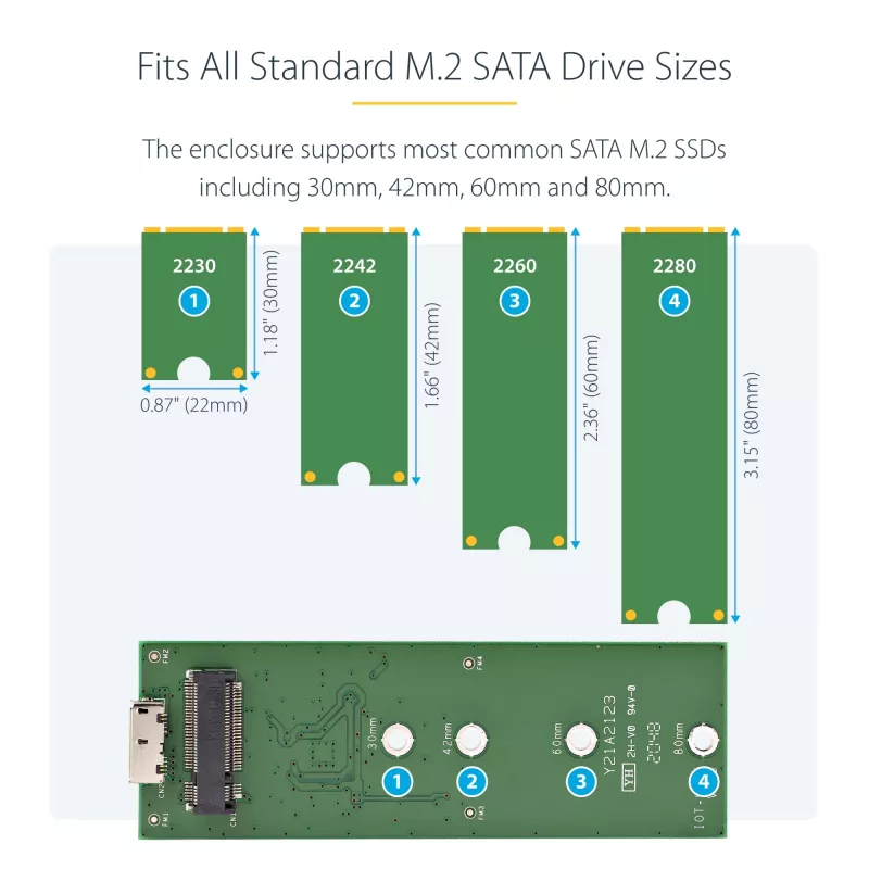 StarTech.com M.2 SSD-kotelo M.2 SATA SSD-asemille – USB 3.0 (5 Gbit/s) UASP-tuella