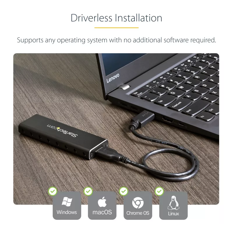 StarTech.com M.2 SSD-kotelo M.2 SATA SSD-asemille – USB 3.0 (5 Gbit/s) UASP-tuella