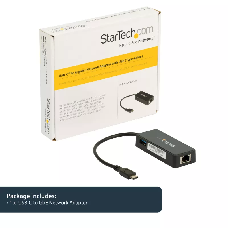 StarTech.com USB-C Gigabit-verkkosovitin ylimääräisellä USB 3.0 -portilla