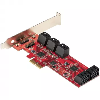 StarTech.com SATA PCIe -kortti - 10-porttinen PCIe SATA-laajennuskortti - 6 Gbit/s - Low-/Full-Profile - pinotut SATA-liitännät - ASM1062 Non-RAID - PCI Express - SATA-muunnin/sovitin