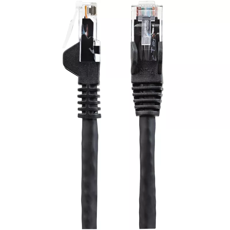 StarTech.com N6LPATCH5MBK 5 m CAT6 Ethernet-kaapeli, LSZH, 10 Gigabit, 650 MHz, 100 W PoE, RJ45 UTP, koukuton, taitesuojalla, ETL-varmennettu, 24AWG, musta
