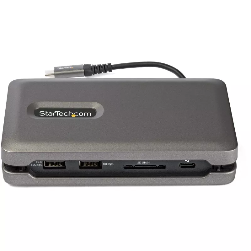 StarTech.com USB-C-moniporttiadapteri – USB-C–4K 60 Hz HDMI 2.0 – 2-porttinen 10 Gbit/s USB-keskitin – 100 W Power Delivery läpivienti – GbE – SD/MicroSD – USB Type-C-minitelakka – 25 cm kaapeli