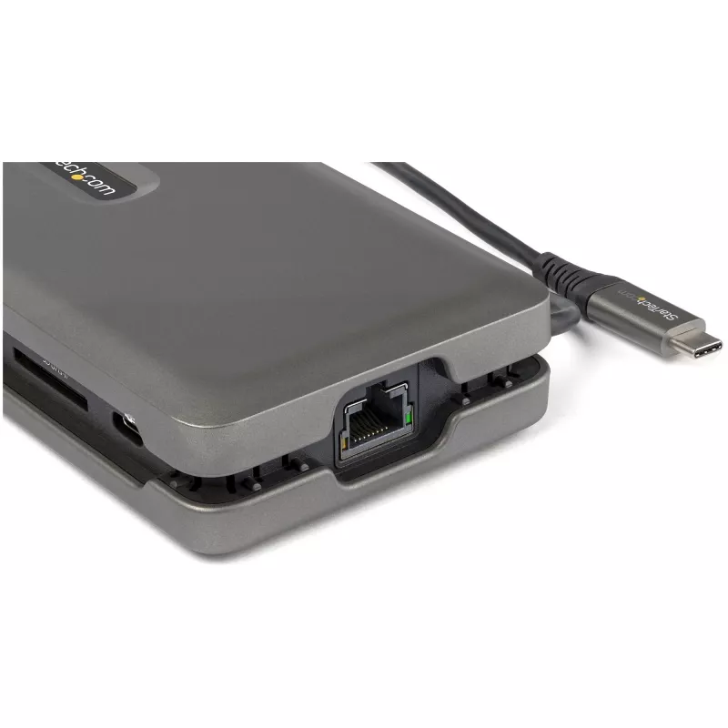 StarTech.com USB-C-moniporttiadapteri – USB-C–4K 60 Hz HDMI 2.0 – 2-porttinen 10 Gbit/s USB-keskitin – 100 W Power Delivery läpivienti – GbE – SD/MicroSD – USB Type-C-minitelakka – 25 cm kaapeli