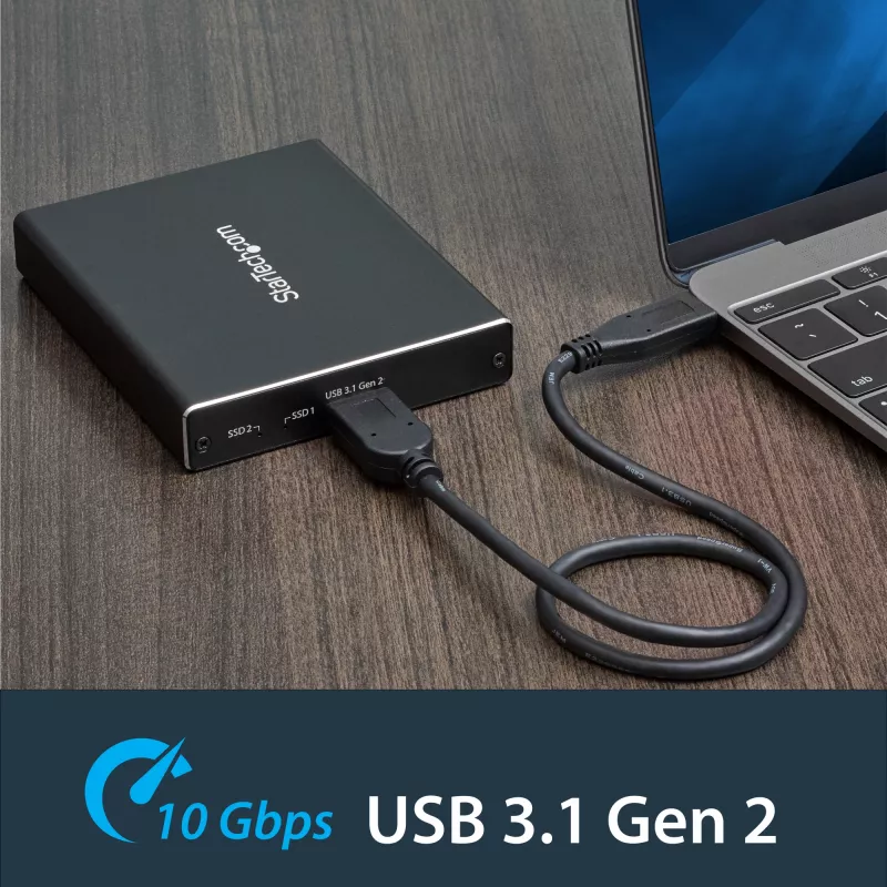 StarTech.com Dual-Slot-asemakotelo M.2 SATA SSD-levyille - USB 3.1 (10 Gbit/s) - RAID