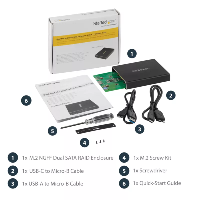 StarTech.com Dual-Slot-asemakotelo M.2 SATA SSD-levyille - USB 3.1 (10 Gbit/s) - RAID