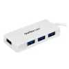 StarTech.com kannettava 4-porttinen SuperSpeed Mini USB 3.0 -keskitin – valkoinen