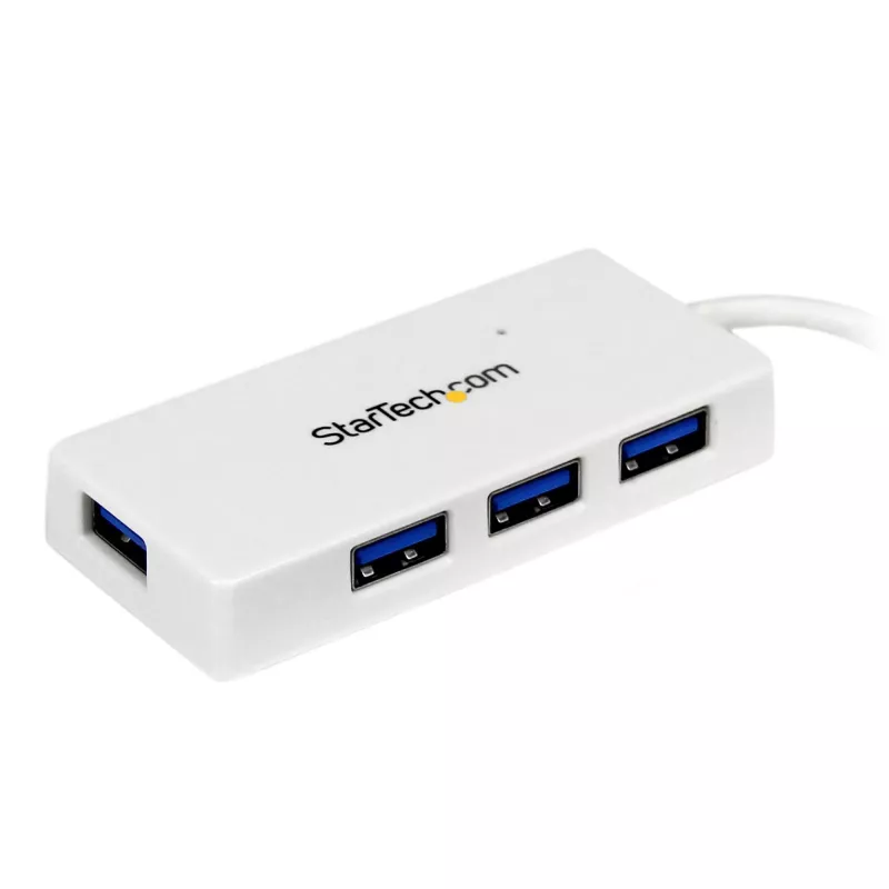 StarTech.com kannettava 4-porttinen SuperSpeed Mini USB 3.0 -keskitin – valkoinen