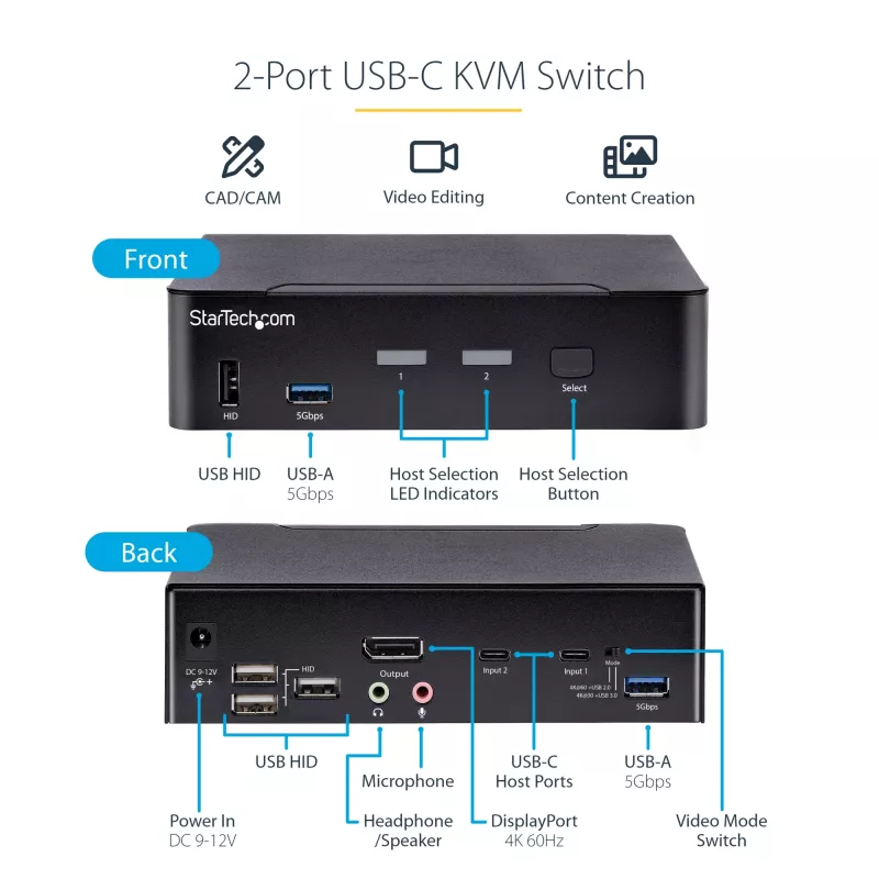 StarTech.com SV231DPUCA KVM-kytkin musta