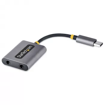 StarTech.com USB-C kuulokkeiden jakaja, USB Type-C kahden headsetin adapteri mikrofonitulolla, USB-C 3,5 mm äänisovitin/kuulokeliitäntä, USB-C ääniliitäntä/aux-lähtö, 24-bittinen DAC