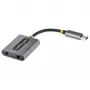 StarTech.com USB-C kuulokkeiden jakaja, USB Type-C kahden headsetin adapteri mikrofonitulolla, USB-C 3,5 mm äänisovitin/kuulokeliitäntä, USB-C ääniliitäntä/aux-lähtö, 24-bittinen DAC