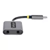 StarTech.com USB-C kuulokkeiden jakaja, USB Type-C kahden headsetin adapteri mikrofonitulolla, USB-C 3,5 mm äänisovitin/kuulokeliitäntä, USB-C ääniliitäntä/aux-lähtö, 24-bittinen DAC