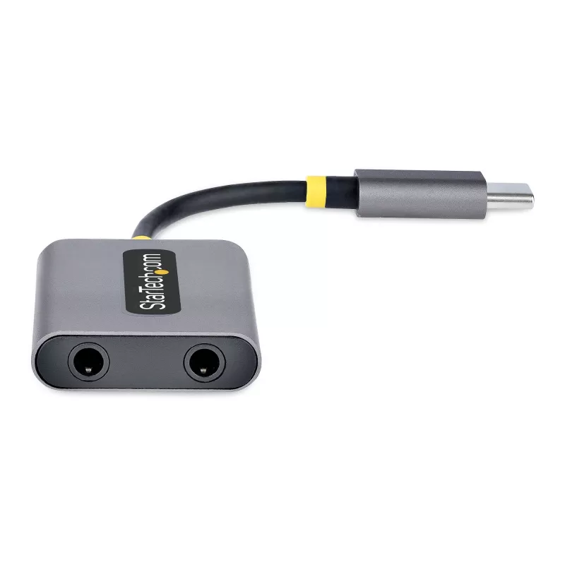 StarTech.com USB-C kuulokkeiden jakaja, USB Type-C kahden headsetin adapteri mikrofonitulolla, USB-C 3,5 mm äänisovitin/kuulokeliitäntä, USB-C ääniliitäntä/aux-lähtö, 24-bittinen DAC