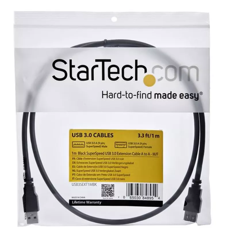 StarTech.com 1m musta SuperSpeed USB 3.0 jatkokaapeli A-A - M/F
