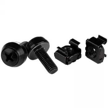 StarTech.com M6 x 12mm - ruuvit ja häkkimutterit - 100 kpl pakkaus, musta