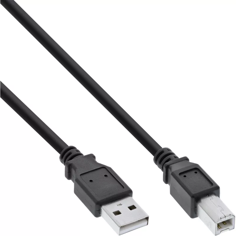USB 2.0 -kaapeli Type-A uros / B uros musta 2 m InLine 34520X