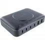 InLine Qi Powerstation Multiport -laturi, 4x USB-C + 2x USB-A, GaN 100 W, 15 W langaton lataus, musta (31517K)