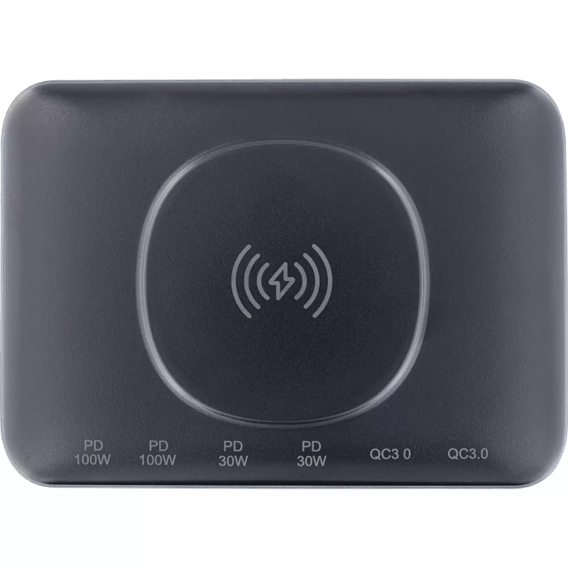 InLine Qi Powerstation Multiport -laturi, 4x USB-C + 2x USB-A, GaN 100 W, 15 W langaton lataus, musta (31517K)