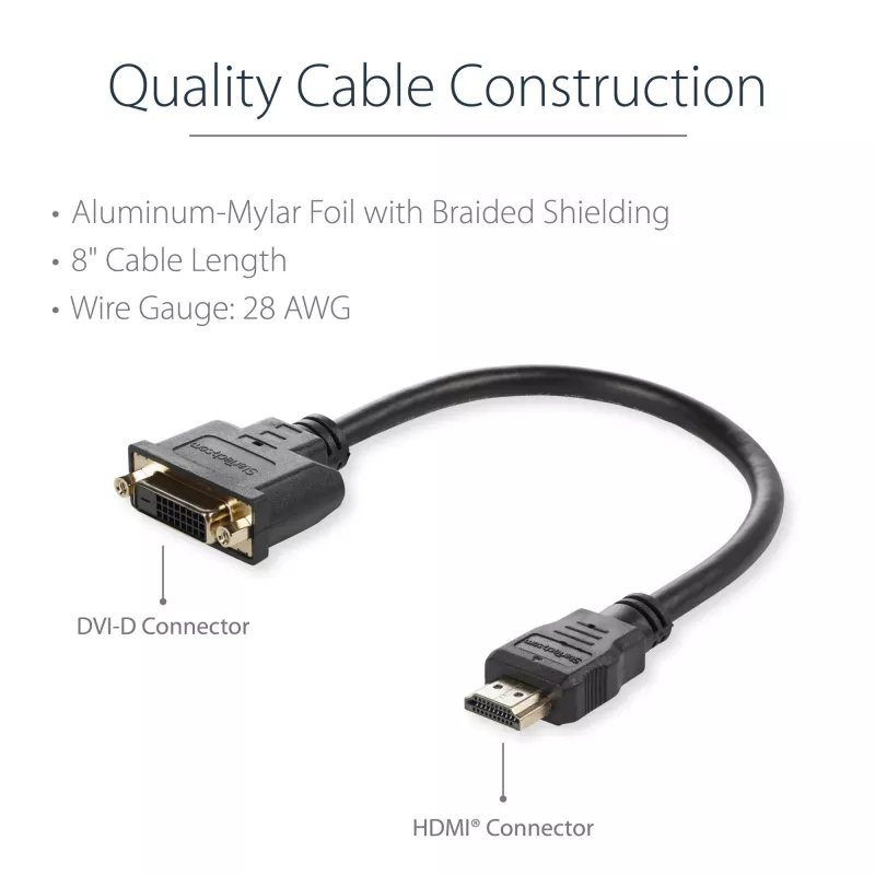 StarTech.com 8in HDMI - DVI-D -videokaapelisovitin – HDMI-uros - DVI-naaras