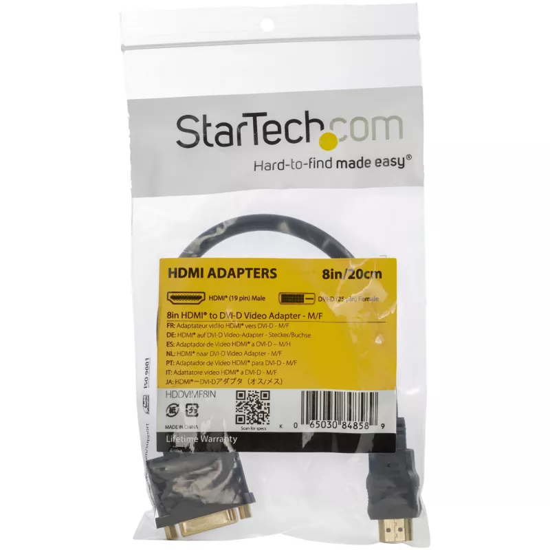 StarTech.com 8in HDMI - DVI-D -videokaapelisovitin – HDMI-uros - DVI-naaras