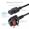StarTech.com 10ft (3m) UK-tietokoneen virtakaapeli, 18AWG, BS 1363 - C13, 10A 250V, musta vara-AC-virtakaapeli, kylmälaitekaapeli / UK-virtakaapeli, PC-virtalähdekaapeli, TV-/näyttökaapeli