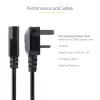 StarTech.com 10ft (3m) UK-tietokoneen virtakaapeli, 18AWG, BS 1363 - C13, 10A 250V, musta vara-AC-virtakaapeli, kylmälaitekaapeli / UK-virtakaapeli, PC-virtalähdekaapeli, TV-/näyttökaapeli