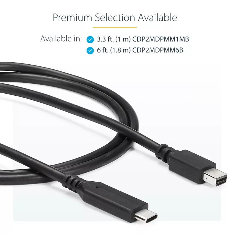 StarTech.com USB-C-Mini-DisplayPort-kaapeli – 1 m (3,3 ft.), 4K 60 Hz – musta