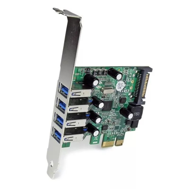 StarTech.com 4-porttinen PCI Express PCIe SuperSpeed USB 3.0 -ohjainkorttisovitin UASP:lla – SATA-virtalähde