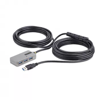 StarTech.com USB-jatkokeskitin, 10 m USB 3.0 -jatkokaapeli 4-porttisella USB-A-keskittimellä, aktiivinen/väylävirralla toimiva USB-toistokaapeli, valinnainen 20 W virtalähde mukana, ESD-suoja