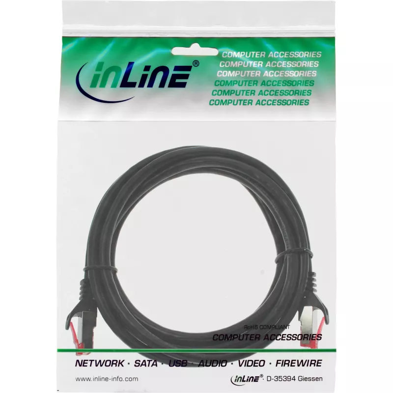 InLine patch-kaapeli S/FTP PiMF Cat.6 250MHz PVC kupari musta 0,5m